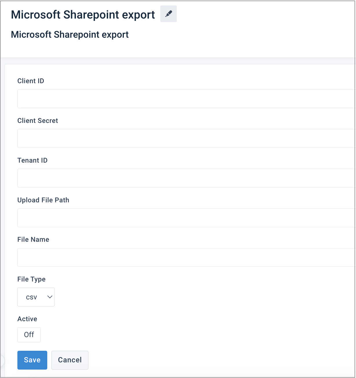 Set up MS Sharepoint export destination