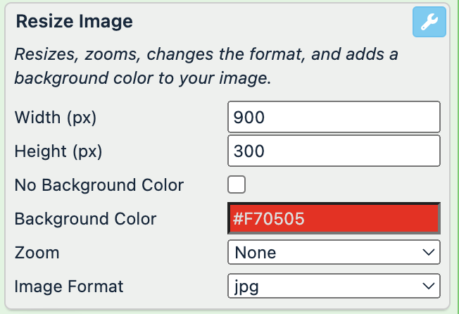 Resize Image settings