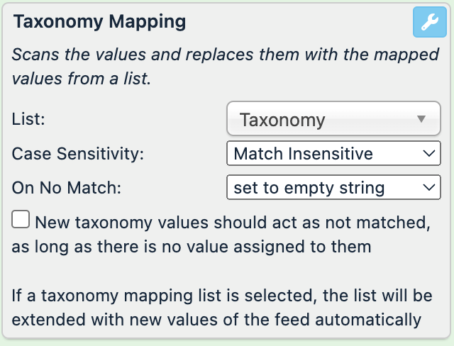 Taxonomy Mapping rule box example