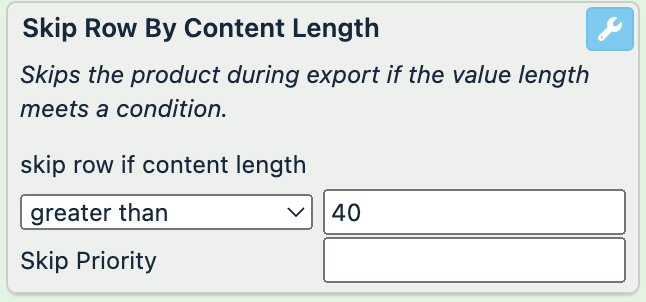 Skip Row By Content Length example