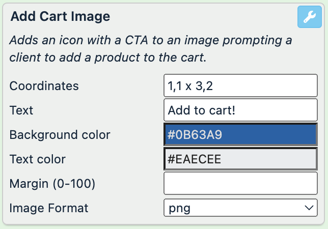 Add Cart Image settings