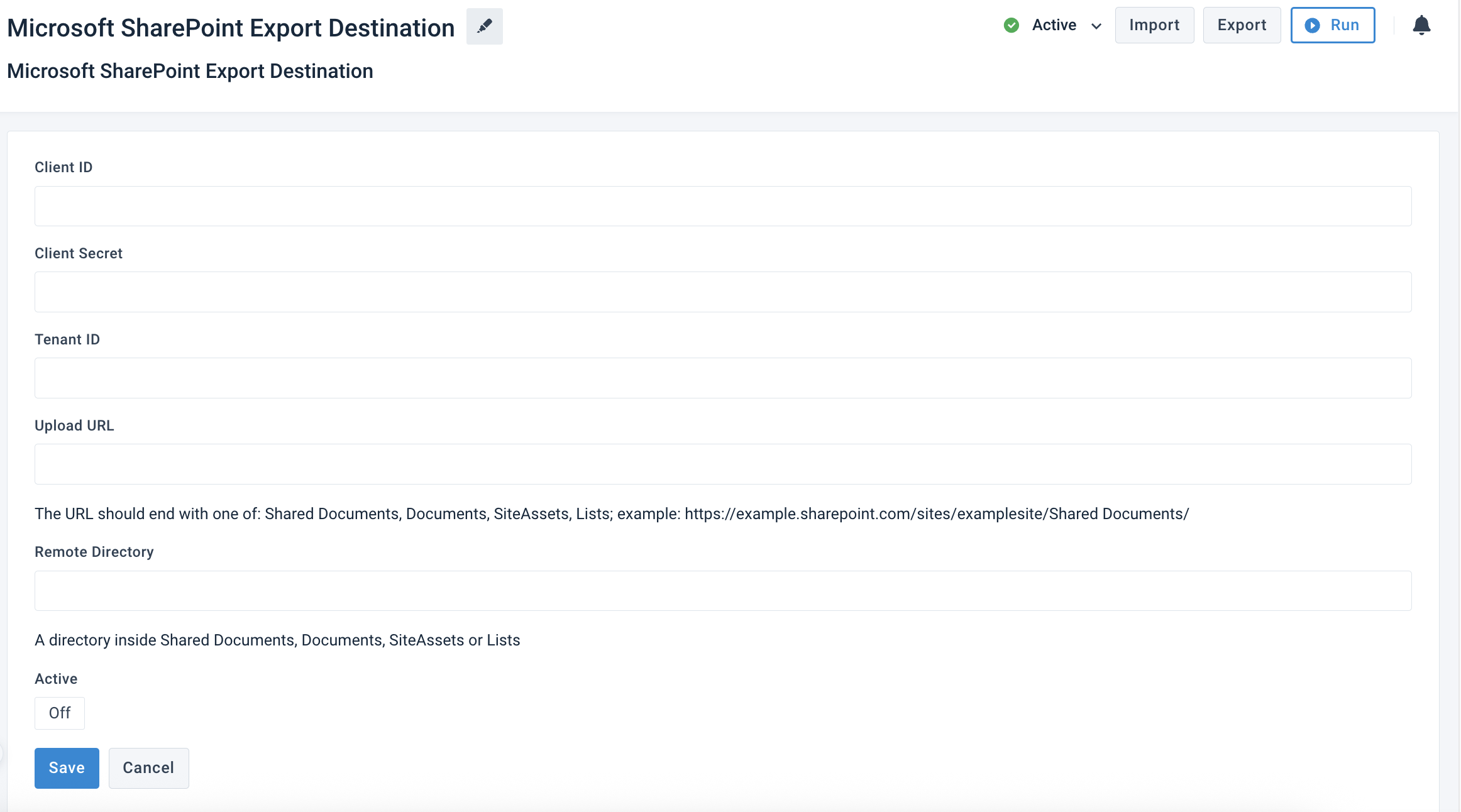 SharePoint destination
