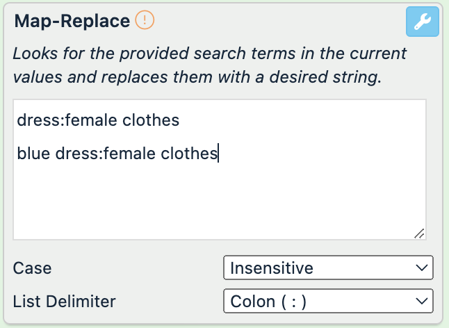 Map-Replace example of terms order 1