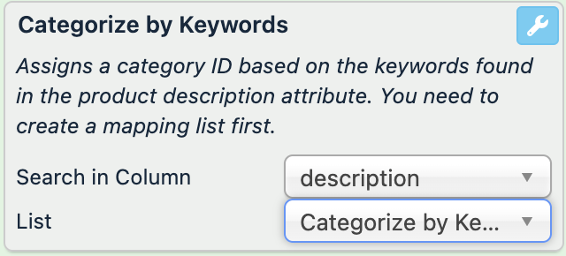 Categorize by Keywords example