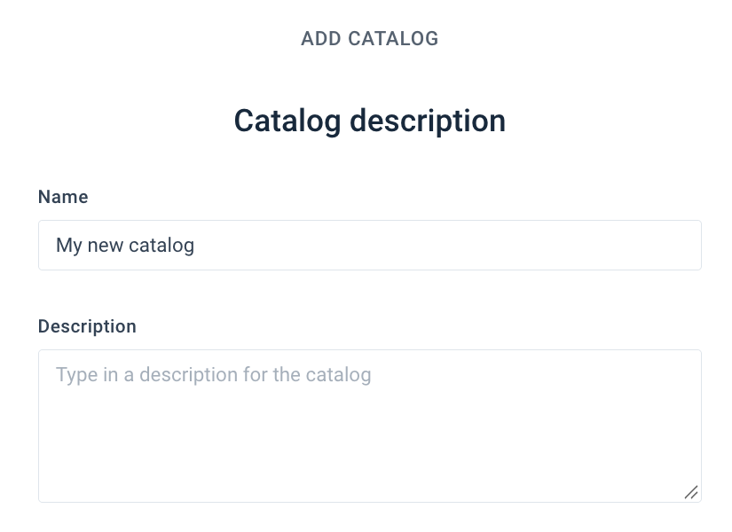 Add catalog dialog in Content Portal