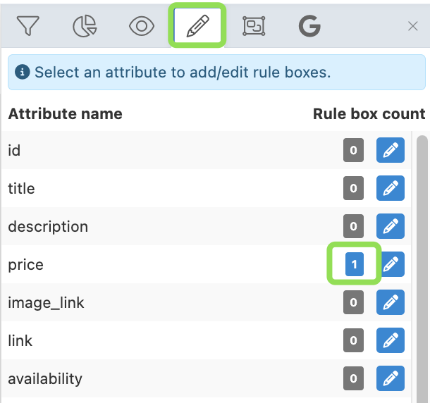 Rule box saved and visible in the Edit menu in Data View