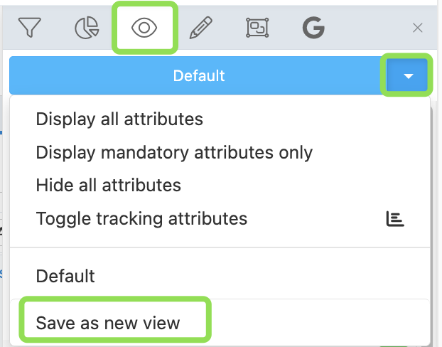 Save as new view option in Data View