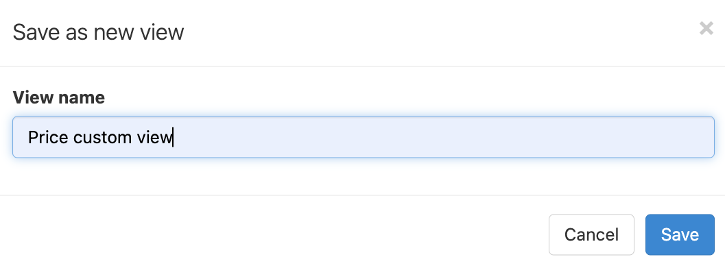 Give a name to a new custom View in Data View