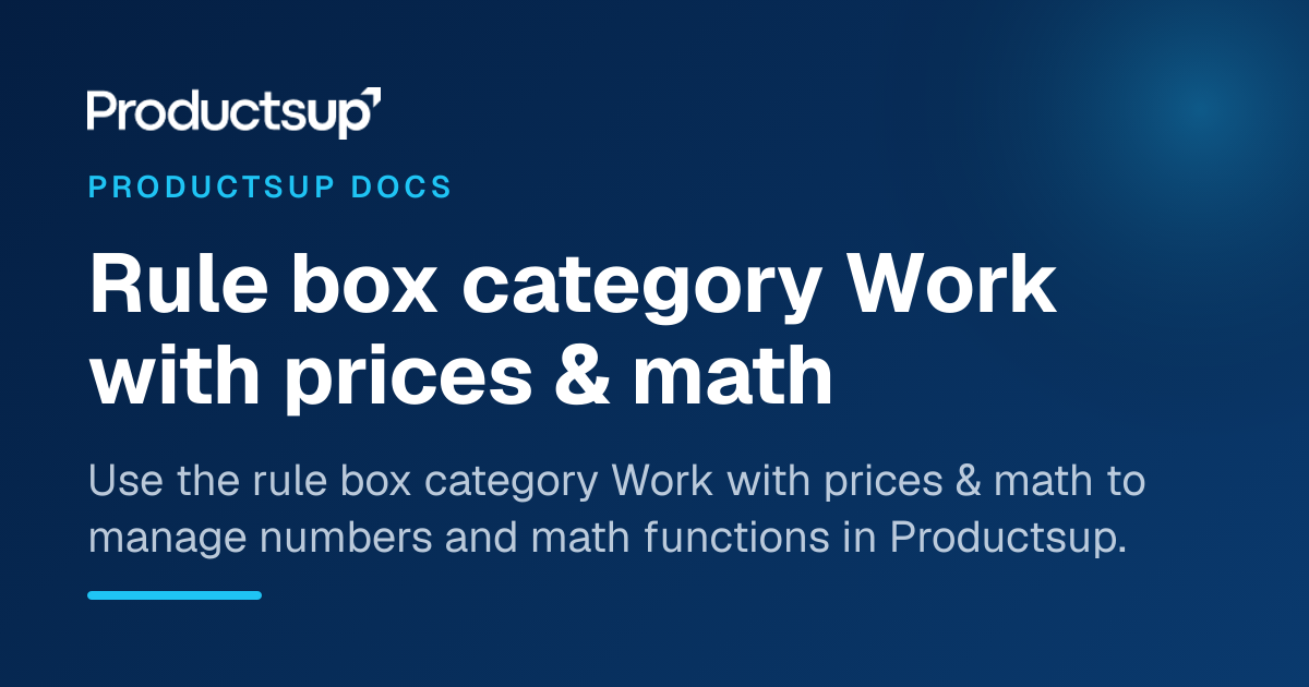 Rule box category Work with prices & math