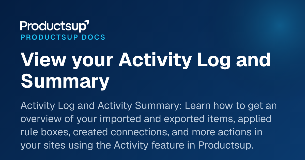 View your Activity Log and Summary